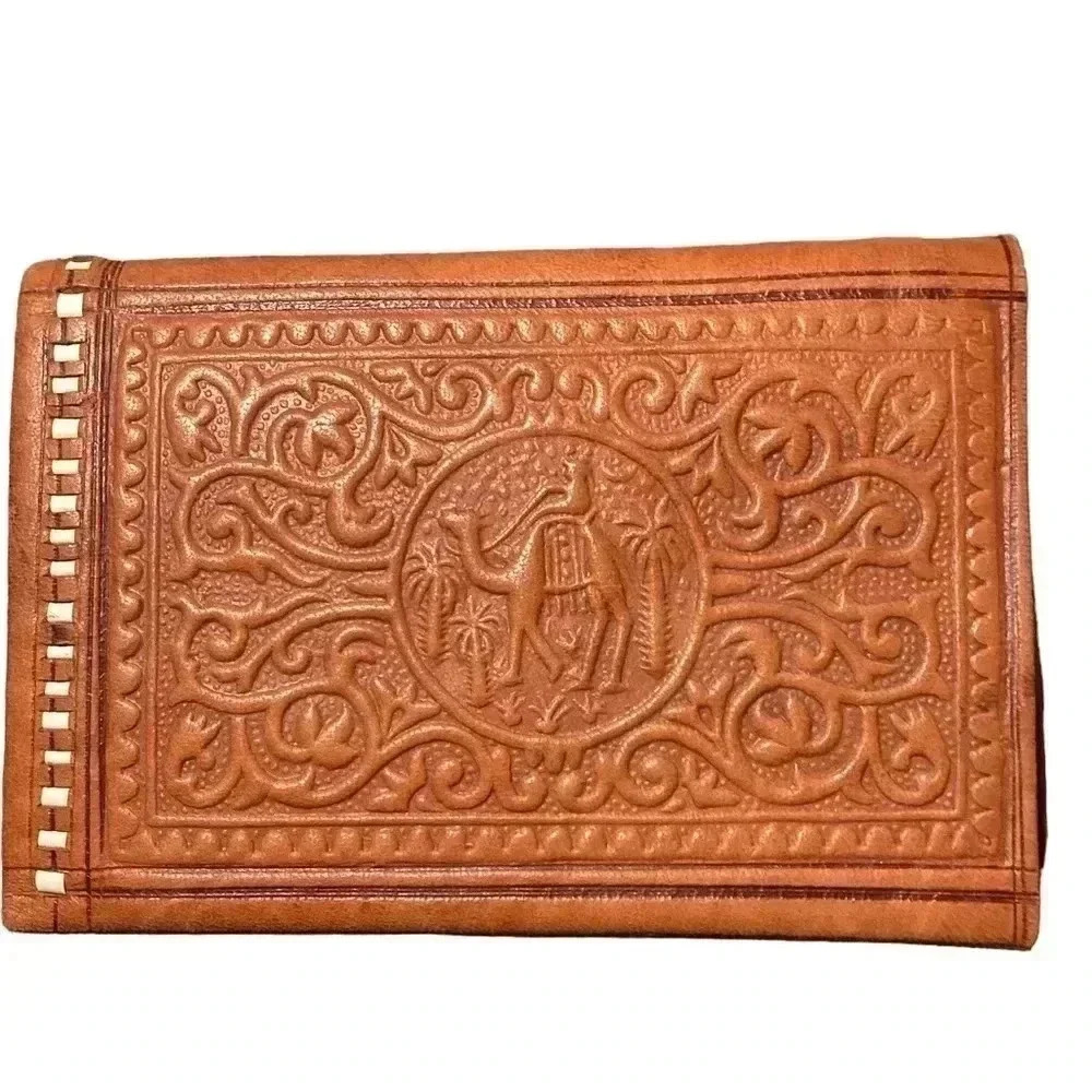 Moroccan tooled leather wallet